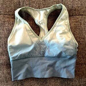 PINK Sport-Slightly used- sports bra-mint green ombre color razor back-Size S